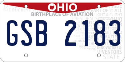 OH license plate GSB2183