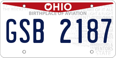 OH license plate GSB2187