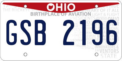 OH license plate GSB2196