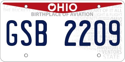 OH license plate GSB2209