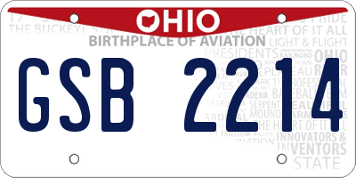 OH license plate GSB2214