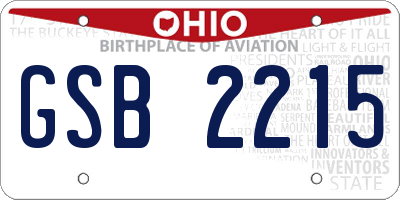 OH license plate GSB2215