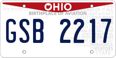 OH license plate GSB2217