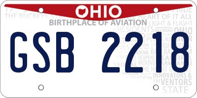 OH license plate GSB2218