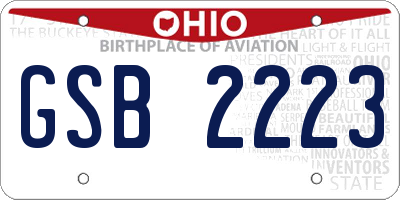 OH license plate GSB2223