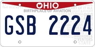OH license plate GSB2224