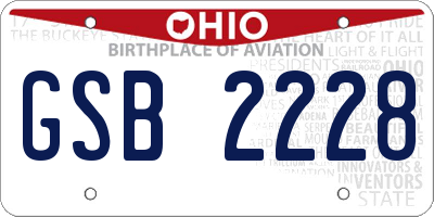 OH license plate GSB2228