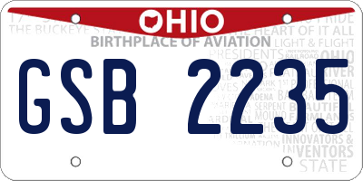 OH license plate GSB2235