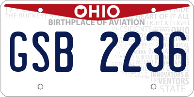 OH license plate GSB2236