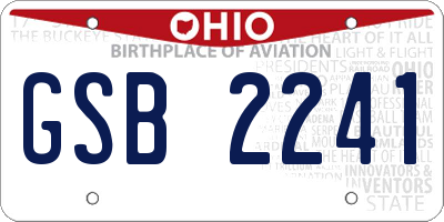 OH license plate GSB2241