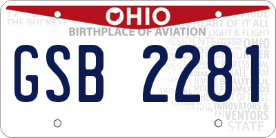 OH license plate GSB2281
