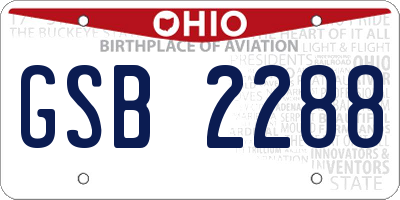 OH license plate GSB2288