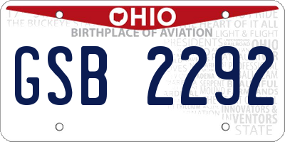 OH license plate GSB2292