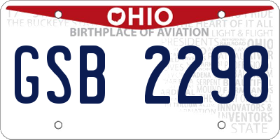 OH license plate GSB2298