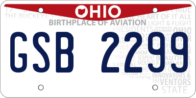 OH license plate GSB2299