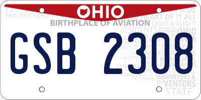 OH license plate GSB2308