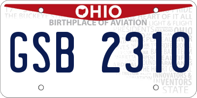 OH license plate GSB2310
