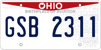 OH license plate GSB2311