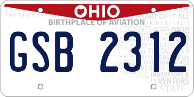 OH license plate GSB2312
