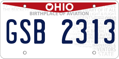 OH license plate GSB2313