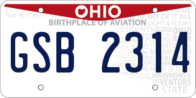 OH license plate GSB2314