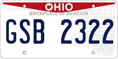 OH license plate GSB2322