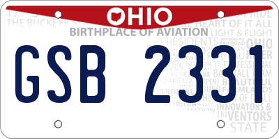 OH license plate GSB2331