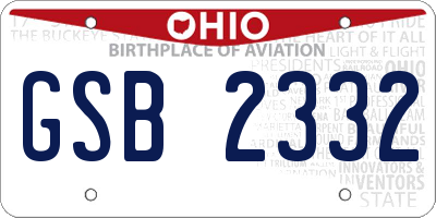 OH license plate GSB2332