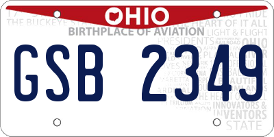 OH license plate GSB2349