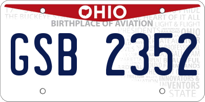 OH license plate GSB2352