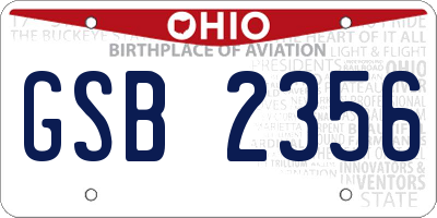 OH license plate GSB2356