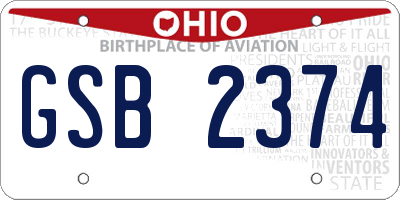 OH license plate GSB2374