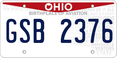 OH license plate GSB2376