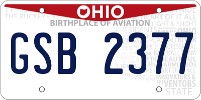 OH license plate GSB2377