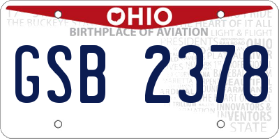 OH license plate GSB2378