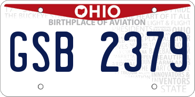 OH license plate GSB2379