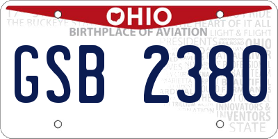 OH license plate GSB2380