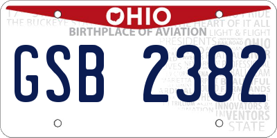 OH license plate GSB2382