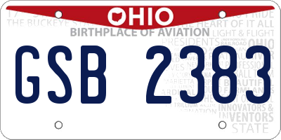 OH license plate GSB2383