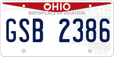 OH license plate GSB2386