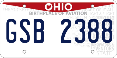 OH license plate GSB2388