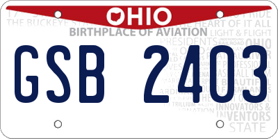 OH license plate GSB2403