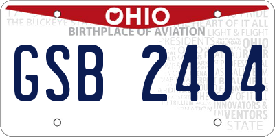 OH license plate GSB2404