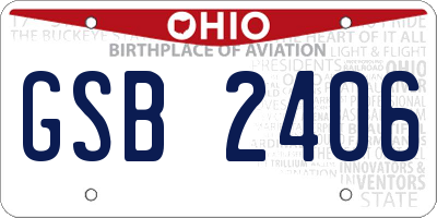 OH license plate GSB2406