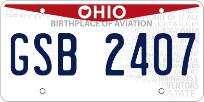 OH license plate GSB2407