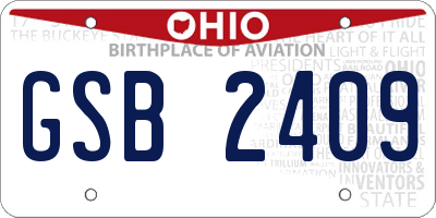 OH license plate GSB2409