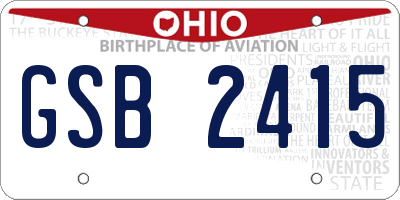 OH license plate GSB2415