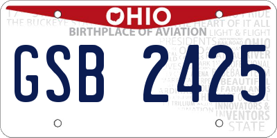 OH license plate GSB2425