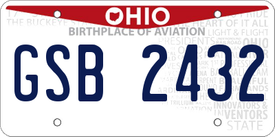 OH license plate GSB2432