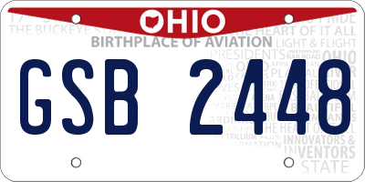 OH license plate GSB2448